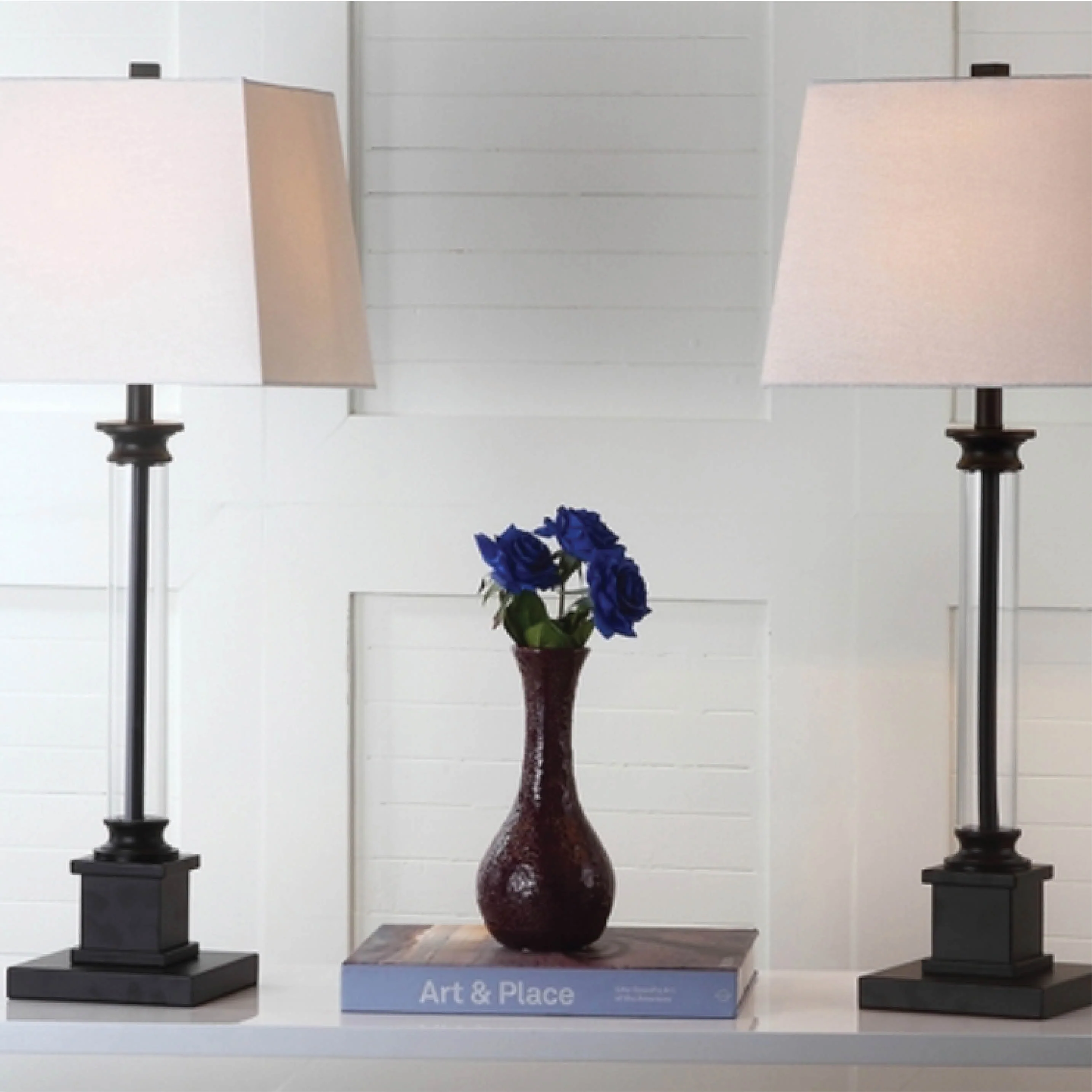 Acrylic column set of 2 table lamps - Image 3
