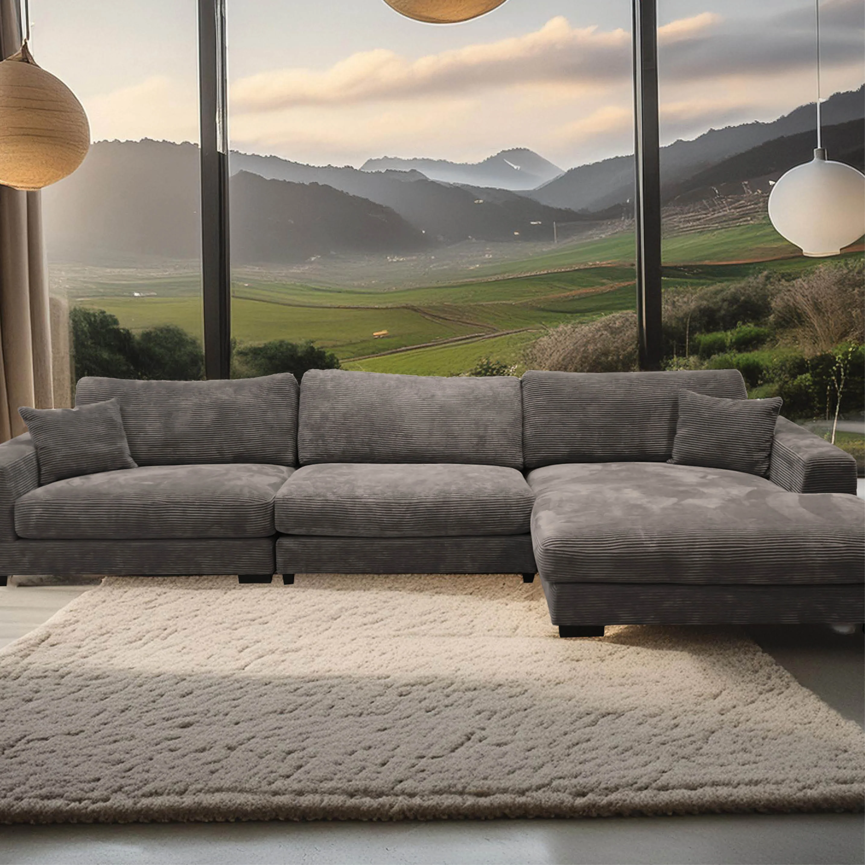 Goodnight Gray 3 piece reversible sofa-chaise - Image 3