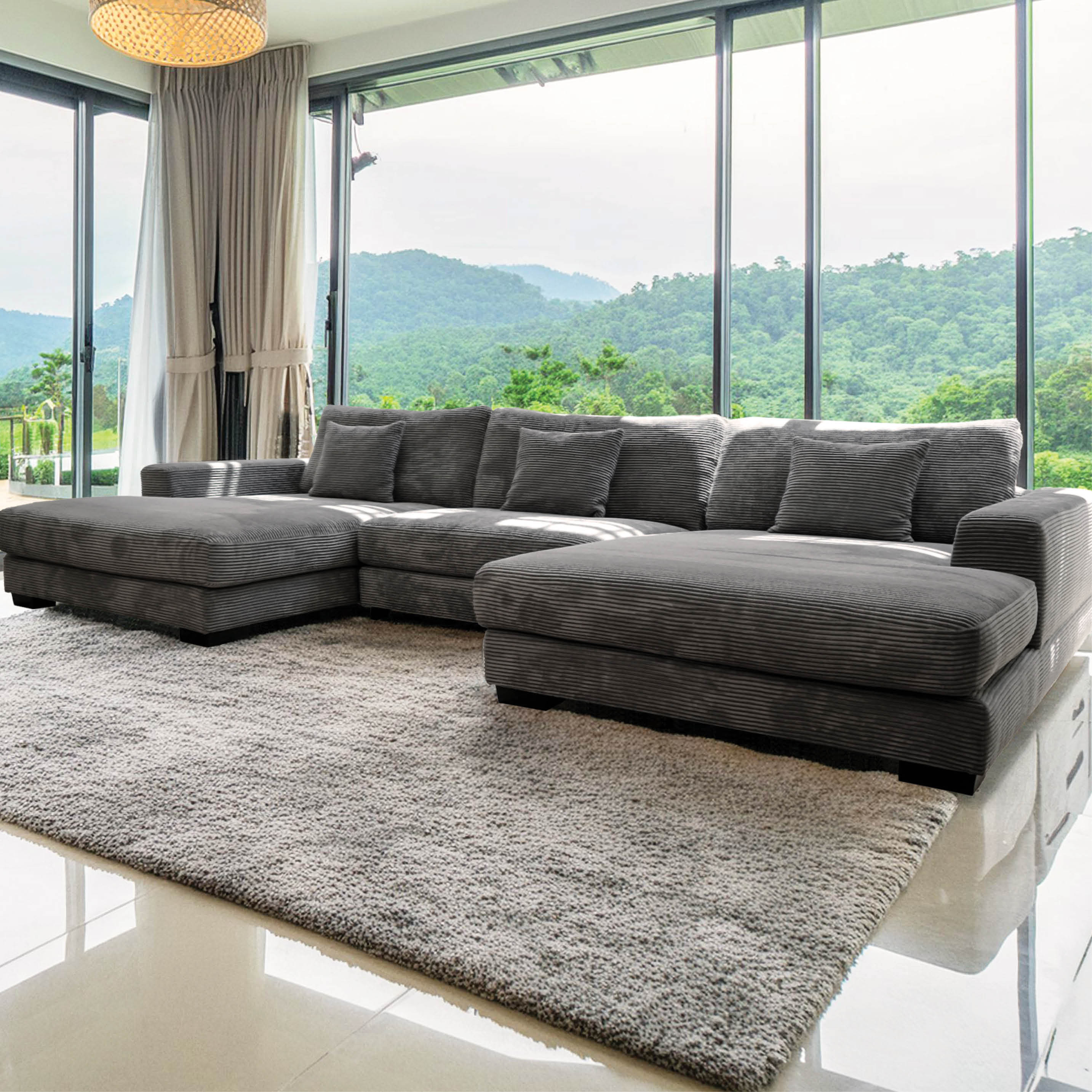 Goodnight Gray 3 piece U sofa-chaise - Image 3